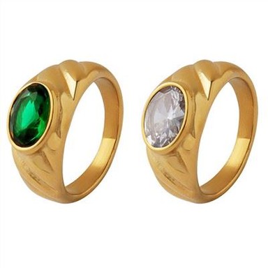Inel Croissant Oval Zircon placat cu aur