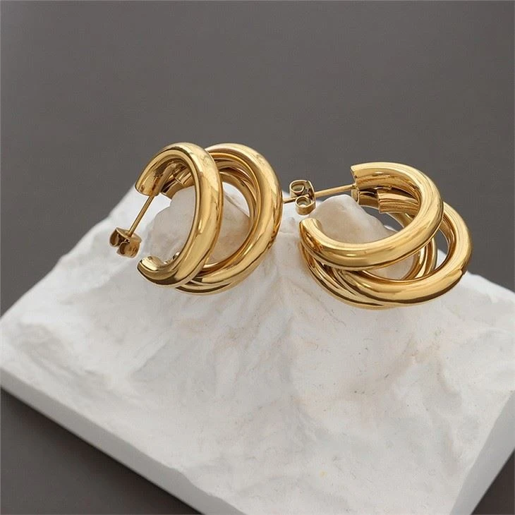 triple huggie hoop earrings