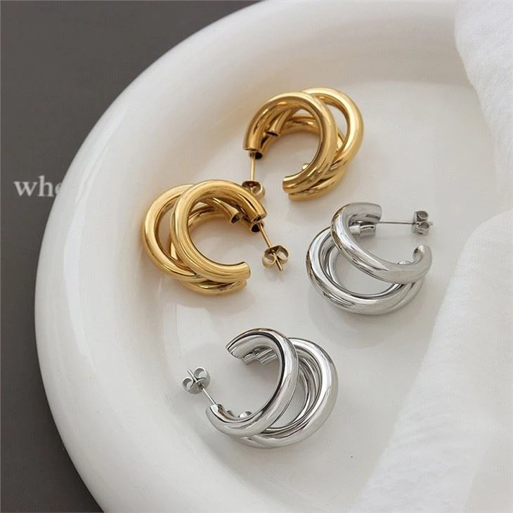 triple layer hoop earrings