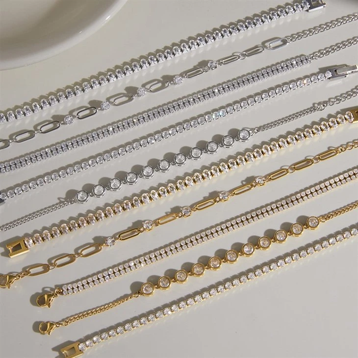Pave CZ Paperclip Link Bracelet high quality