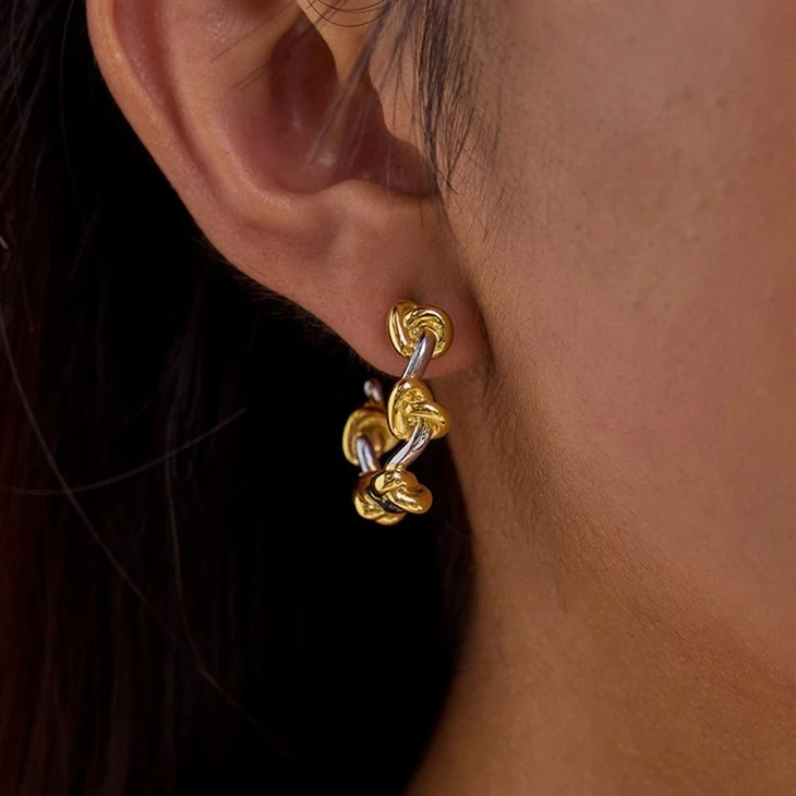 Two Tone Knot Hoops factory